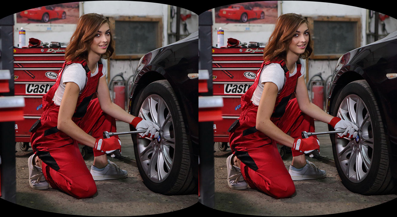 Cute Female Mechanic Plays Solo in the Car Service thumb main